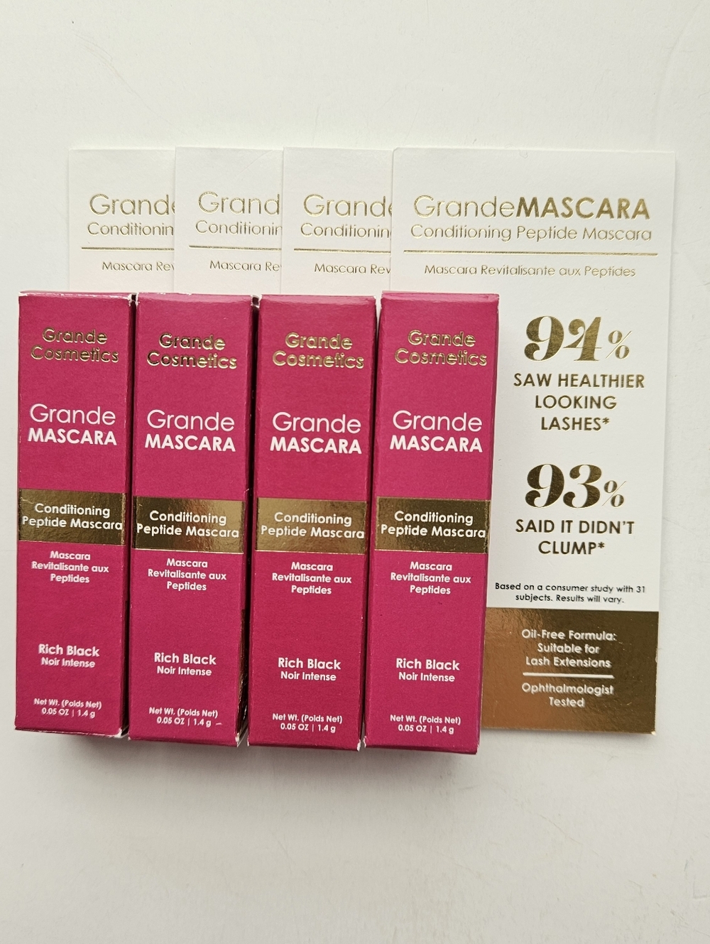 X4! Grande Cosmetics GrandeMASCARA Conditioning Peptide Mascara Rich Black Gifts